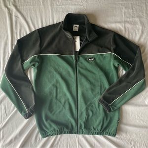 Nike SB Velour Track Jacket Windbreaker Small Black Green Zip Up Sweater Suede